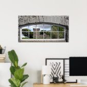 Poster Fenêtre en arc avec vue sur le château écossais (Bureau à domicile)