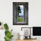 Poster Fenêtre en pierre avec vue mer (Bureau à domicile)