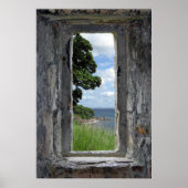 Poster Fenêtre en pierre avec vue mer (Devant)