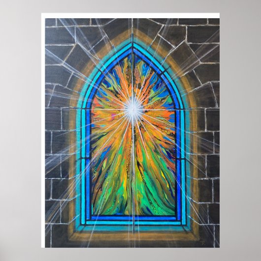 Poster Fenêtre en verre de l'église Light 3 (Devant)