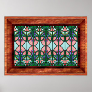 Poster Fenêtre en verre teinté encadrée par Nouveau d'art