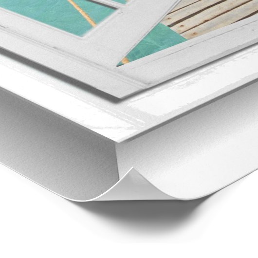 Poster Fenêtre Fausse vue océan 3D (Coin)