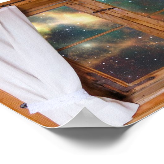 Poster Fenêtre Faux Galaxy Espace Imaginaire Étoiles Vue (Coin)