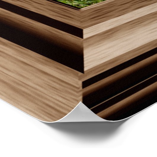 Poster Fenêtre Faux Vue Paysage Paisible Avec Arbres (Coin)