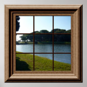Poster Fenêtre Faux Vue Paysage paisible Herbe d'étang (Devant)