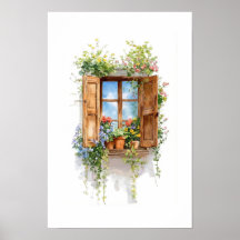 Fenêtre Florale Rustique – Style Cottage