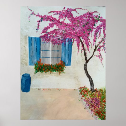 Poster Fenêtre grecque (Devant)