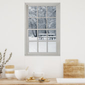 Poster Fenêtre neige fraîche avec vue (Cuisine)