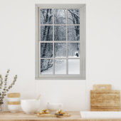 Poster Fenêtre neige fraîche avec vue (Cuisine)
