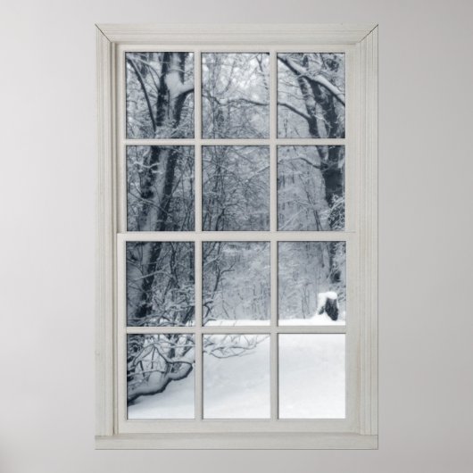 Poster Fenêtre neige fraîche avec vue (Devant)