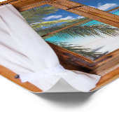 Poster Fenêtre Ocean Beach Vue Tropicale Faux (Coin)