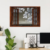 Poster Fenêtre ouverte en français foncé à teinte foncée  (Bureau à domicile)