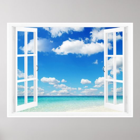 Poster Fenêtre ouverte sur la plage (Devant)