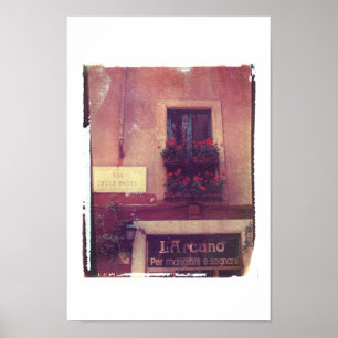 Poster Fenêtre Rome avec Geraniums