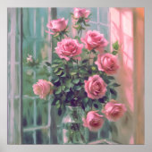 Poster Fenêtre rose - Peinture Conception de vie continue (Devant)