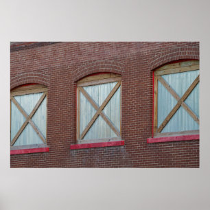Poster Fenêtres Boarded Brick Building