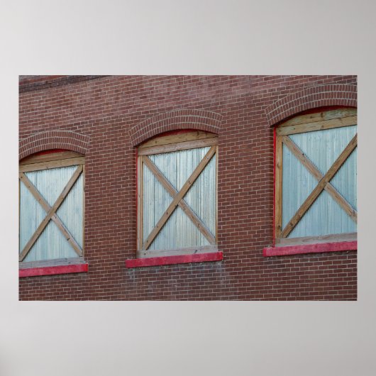 Poster Fenêtres Boarded Brick Building (Devant)