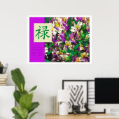 Poster Feng Shui : Bagua Images : Prospérité Florale (Bureau à domicile)