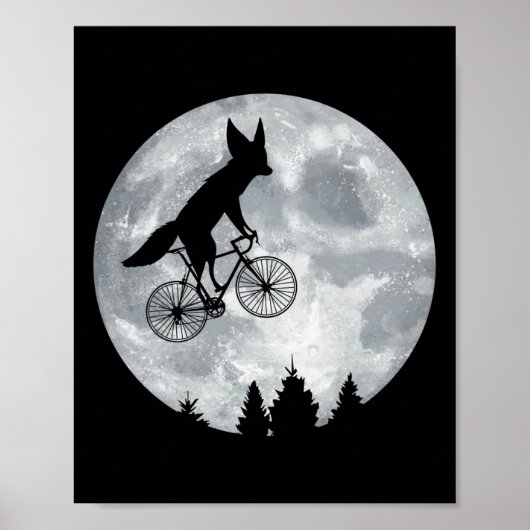 Poster Fennec Fox équitation Moon Vélo Halloween Lunaire (Devant)