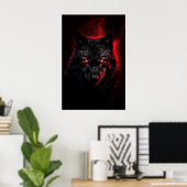 Poster Fenrir - Loup noir aux yeux rouges (Bureau à domicile)