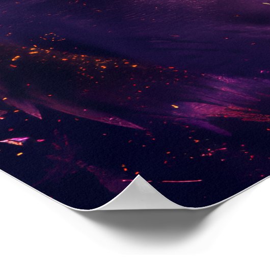 Poster Fenrir Wolf Dark Neon Gothique Cyberpunk Gold Post (Coin)