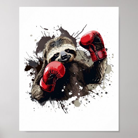 Poster Fente De Boxe Avec Gants De Boxe Kickboxing Funny (Devant)