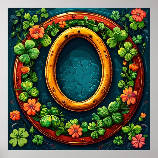 Poster Fer à cheval et trèfle (Devant)