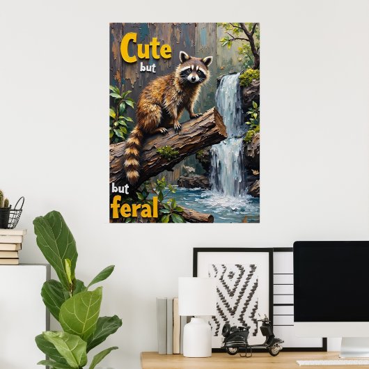 Poster Feral Charm : Le portrait d'un Raccoon (Bureau à domicile)