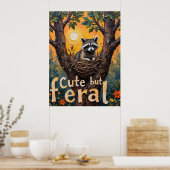Poster Feral encadré : Raccoon's Cosy Spot (Cuisine)