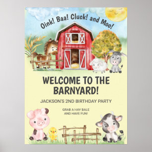 Poster ferme animal grange thème 2e anniversaire Bienvenu