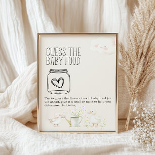Poster Ferme Animaux Baby shower Guess Baby Food Sign