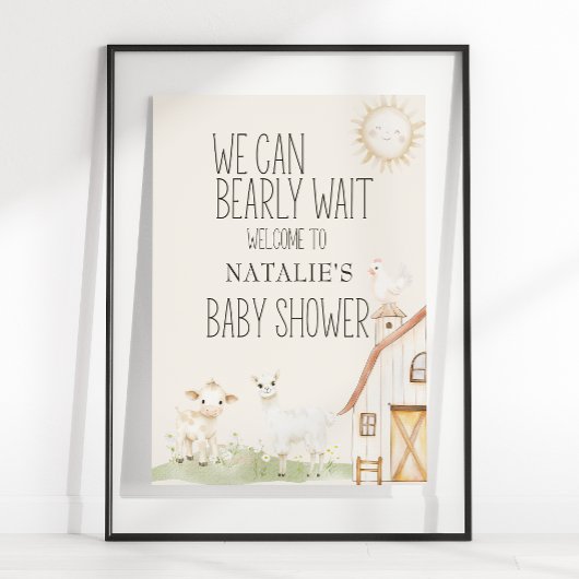 Poster Ferme Animaux Pré Amis Panneau Baby shower