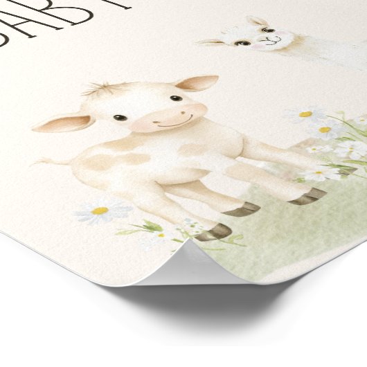 Poster Ferme Animaux Pré Amis Panneau Baby shower (Coin)