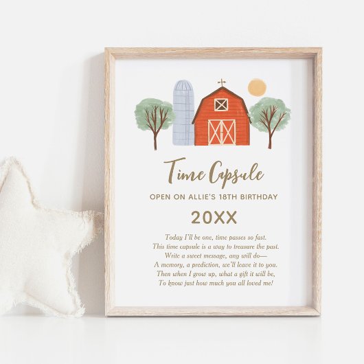 Poster Ferme Anniversaire Fête Heure Capsule Signal