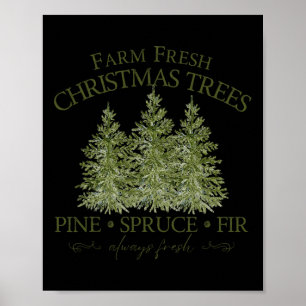 Poster Ferme Arbres de Noël frais Pine Épinette Fir Toujo