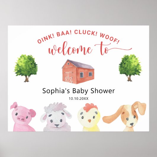 Poster Ferme - Bienvenue à la baby shower (Devant)