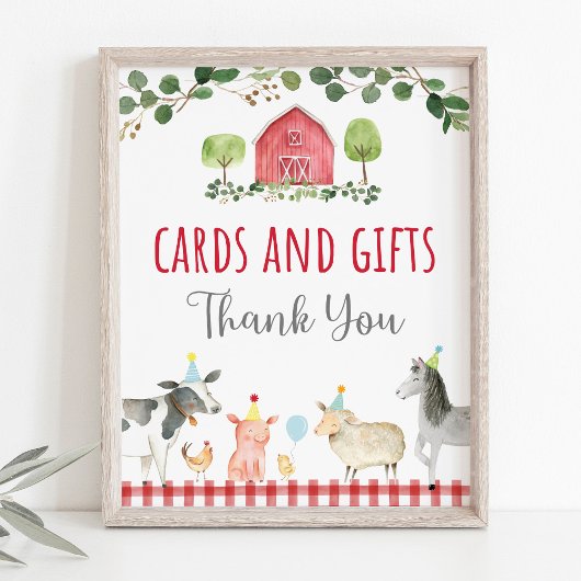 Poster Ferme Carte de verdure & Cadeaux Symbole d'anniver