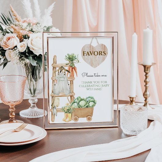 Poster Ferme cultivée localement Baby shower rustique fav
