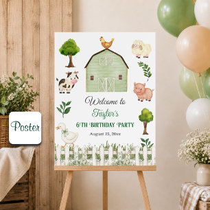 Poster Ferme d'animaux à l'aquarelle Fête d'anniversaire