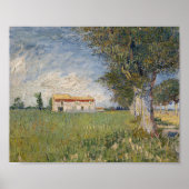 Poster Ferme dans une zone de blé | Vincent van Gogh (Devant)