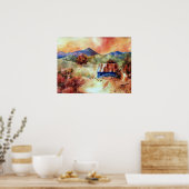 Poster Ferme d'aquarelle Rocks Mountains (Cuisine)