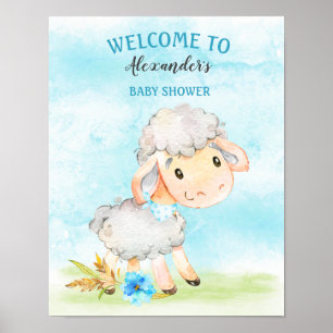 Poster Ferme de Baby shower de moutons pour garçons d'aqu