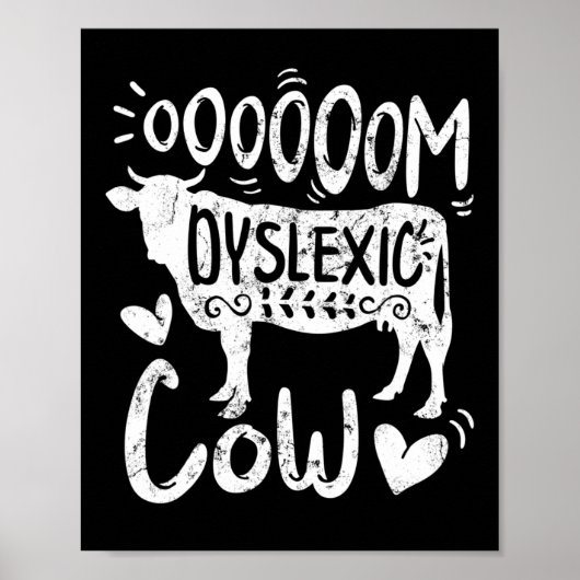 Poster Ferme de lecture de vache dyslexique Oooom de sens (Devant)