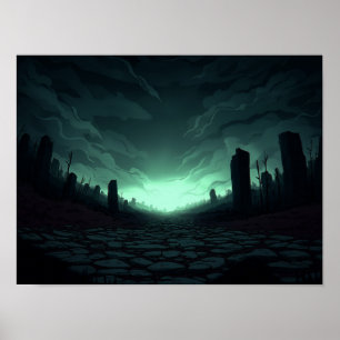 Poster Ferme de science-fiction surréaliste avec illustra
