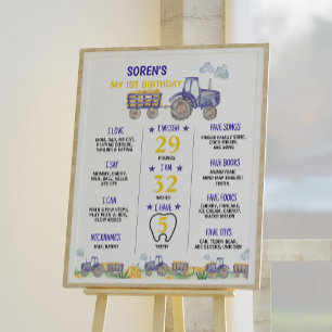 Poster Ferme de tracteur Premier anniversaire Jalon