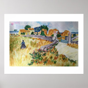 Poster Ferme en Provence dans le style de Van Gogh