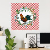Poster Ferme Eucalyptus Wreath & Rooster (Bureau à domicile)