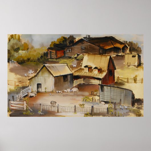 Poster Ferme Iowa Ruth Ziegler Rustic Americana Art (Devant)
