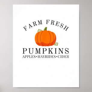 Poster Ferme Pommes Citrouilles fraîches Hayrides Cider T
