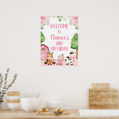 Poster Ferme rose Florale Bienvenue Signal d'anniversaire (Cuisine)